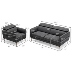 Modern Couched Sofa set with Adjustable Headrest