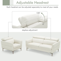 Modern Couched Sofa set with Adjustable Headrest