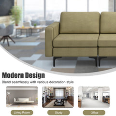 Convertible Leather Sofa Couch with Magazine Pockets 3-Seat with 2 USB Port-Green
