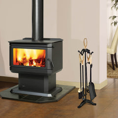 5 Pieces Rustic Heavy Duty Compact Wrought Iron Fireplace Tools Set