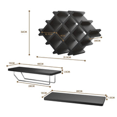Set of 5 Wall Mount Wine Rack Set with Storage Shelves
