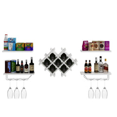 Set of 5 Wall Mount Wine Rack Set with Storage Shelves