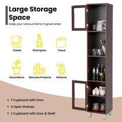 71 Inch Tall Tower Bathroom Storage Cabinet and Organizer Display Shelves for Bedroom