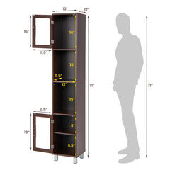 71 Inch Tall Tower Bathroom Storage Cabinet and Organizer Display Shelves for Bedroom