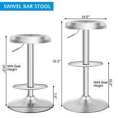 Modern Swivel Adjustable Height Bar Stool with Footrest for Pub Bistro Kitchen Dining