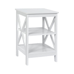 3-Tier X-Design Nightstands with Storage Shelves for Living Room Bedroom