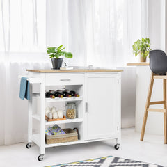 Kitchen Island Cart Rolling Serving Cart Wood Trolley