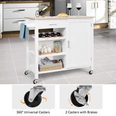 Kitchen Island Cart Rolling Serving Cart Wood Trolley