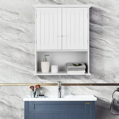 2-Door Wall Mount Bathroom Storage Cabinet with Open Shelf-White