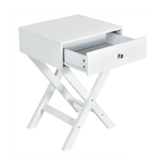Modern X-Shaped Nightstand with Drawer for Living Room Bedroom