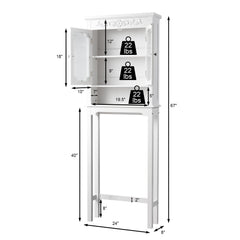 Bathroom Space Saver Carved Top Toilet Rack with Adjustable Shelf