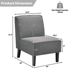 Modern Armless Accent Sofa Chair with Rubber Wood Legs