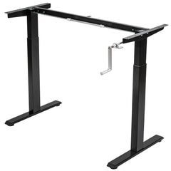 Hand Crank Sit to Stand Desk Frame Height Adjustable Standing Base-Gray
