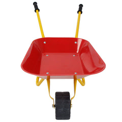 Outdoor Garden Backyard Play Toy Kids Metal Wheelbarrow-Red