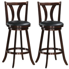 Set of 2 Swivel Bar stool 24 Inch Counter Height Leather Padded Dining Kitchen Chair