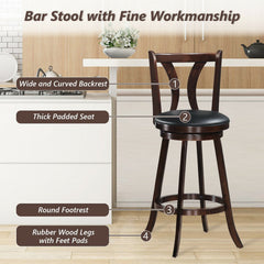 Set of 2 Swivel Bar stool 24 Inch Counter Height Leather Padded Dining Kitchen Chair