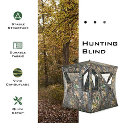 3 Person Portable Pop-Up Ground Tent with Gun Ports and Carrying Bag