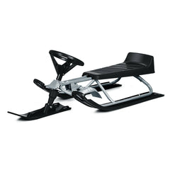 Kids Snow Sled with Steering Wheel and Double Brakes Pull Rope