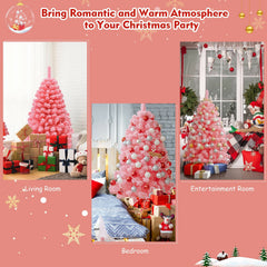 Pink Christmas Tree with Snow Flocked PVC Tips and Metal Stand