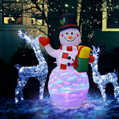 5 Feet Tall Snowman Inflatable Blow up Inflatable with Built-in Colorful LED Lights