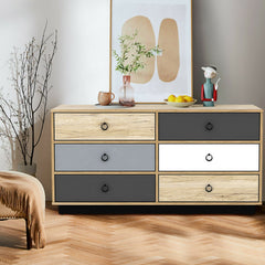 6 Drawers Double Dresser Accent Storage Tower for Bedroom Hallway Entryway