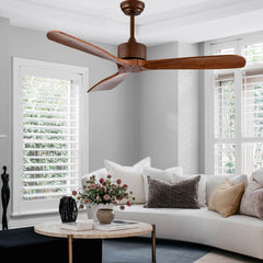 52 Inch Modern Ceiling Fan Indoor Outdoor Brushed Nickel Finish with Remote