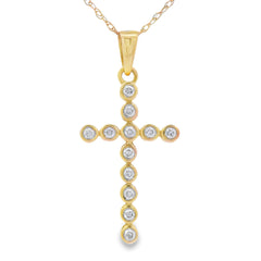 .12ct Diamond Cross Religious Pendant 14KT Yellow Gold