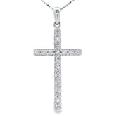 .25ct Diamond Cross Religious Pendant 14KT White Gold