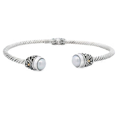 Pearl Bangle Bracelet Sterling Silver 18KT Gold
