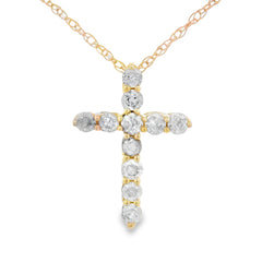 .19ct Diamond Cross Religious Pendant 14KT Yellow Gold