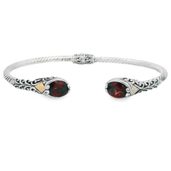 Garnet Bangle Bracelet Sterling Silver 18KT Gold