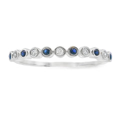 Sapphire Diamond stackable band set 14KT White Gold
