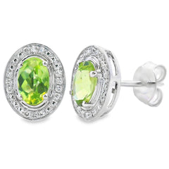 1.18ct Peridot Diamond Earrings 10KT White Gold