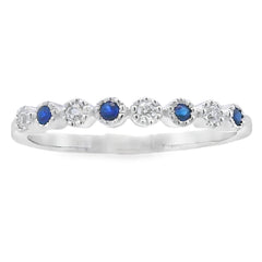 Sapphire Diamond stackable band set 14KT White Gold