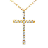 .13ct Diamond Cross Religious Pendant 14KT Yellow Gold