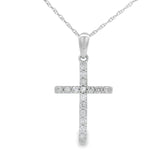 .19ct Diamond Cross Religious Pendant 14KT White Gold