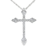 .16ct Diamond Cross Religious Pendant 14KT White Gold