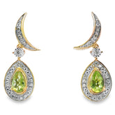 .52ct Peridot Diamond Dangle Earrings 10KT Yellow Gold