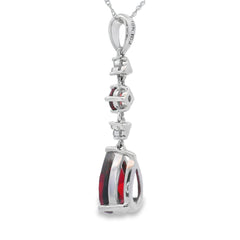 2.25ct Garnet Diamond Fashion Pendants 14KT White Gold