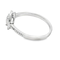 .44ct Rose Quartz Diamond Ring 10KT White Gold