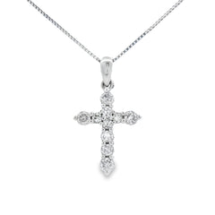 .30ct Diamond Cross Religious Pendant 14KT White Gold