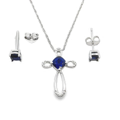 Created Sapphire Jewelry sets Sterling Silver