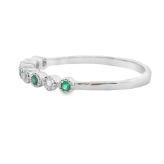 Emerald Diamond stackable band set 14KT White Gold