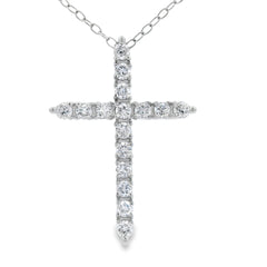 Genuine .65ct Cross Religious Pendant Sterling Silver