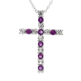 .50ct Amethyst Cross Religious Pendant Sterling Silver