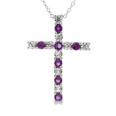 .50ct Amethyst Cross Religious Pendant Sterling Silver