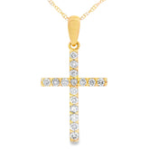 .25ct Diamond Cross Religious Pendant 14KT Yellow Gold