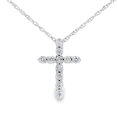 .12ct Diamond Cross Religious Pendant 14KT White Gold