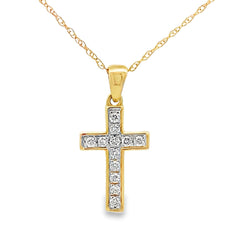 .12ct Diamond Cross Religious Pendant 14KT Yellow Gold