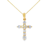 .30ct Diamond Cross Religious Pendant 14KT Yellow Gold